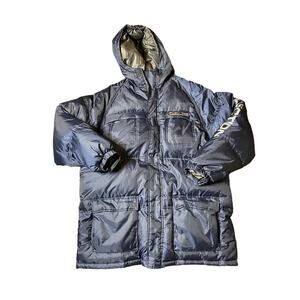 FUBU The Collection Navy Puffer Coat w/ Hood, Removable Sleeves Down Filled, XXL